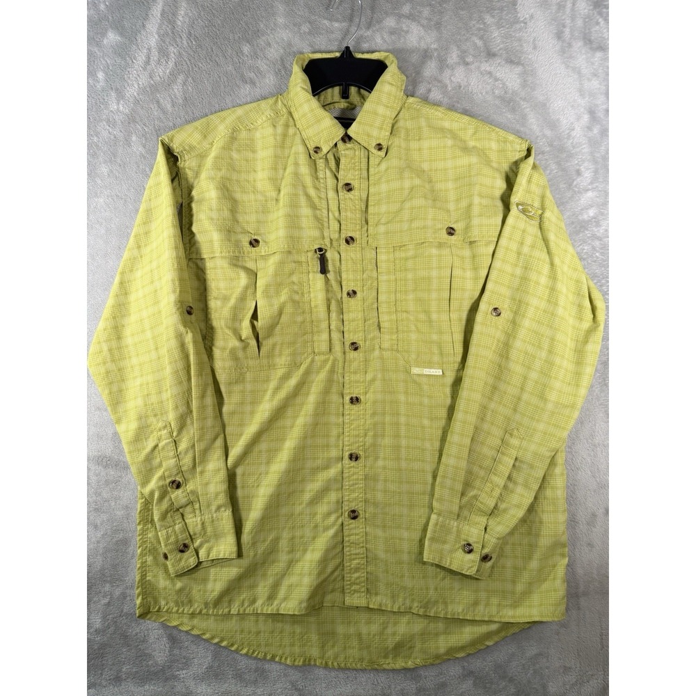 Drake Shirt Men's‎ Small Green Vented Fishing Long Sleeve Button Up